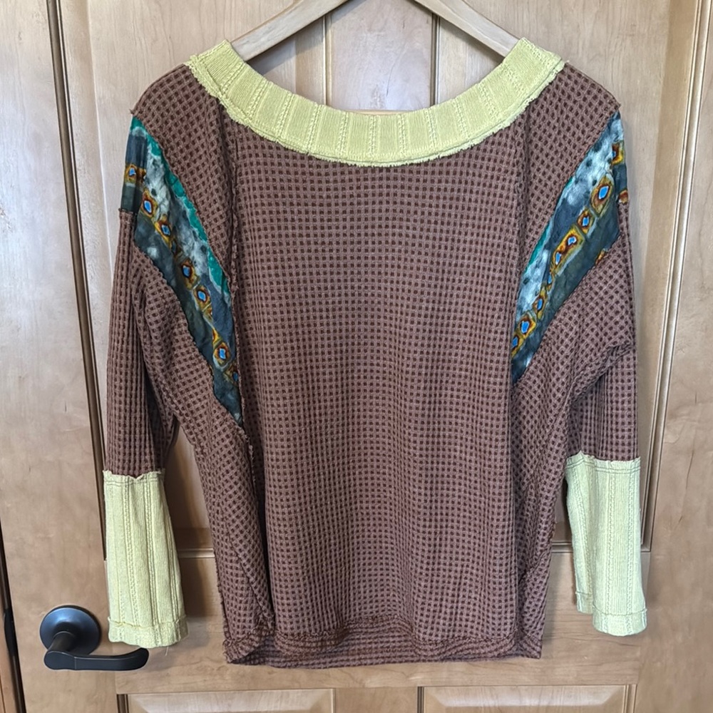 Brown and Yellow Long Sleeve Top